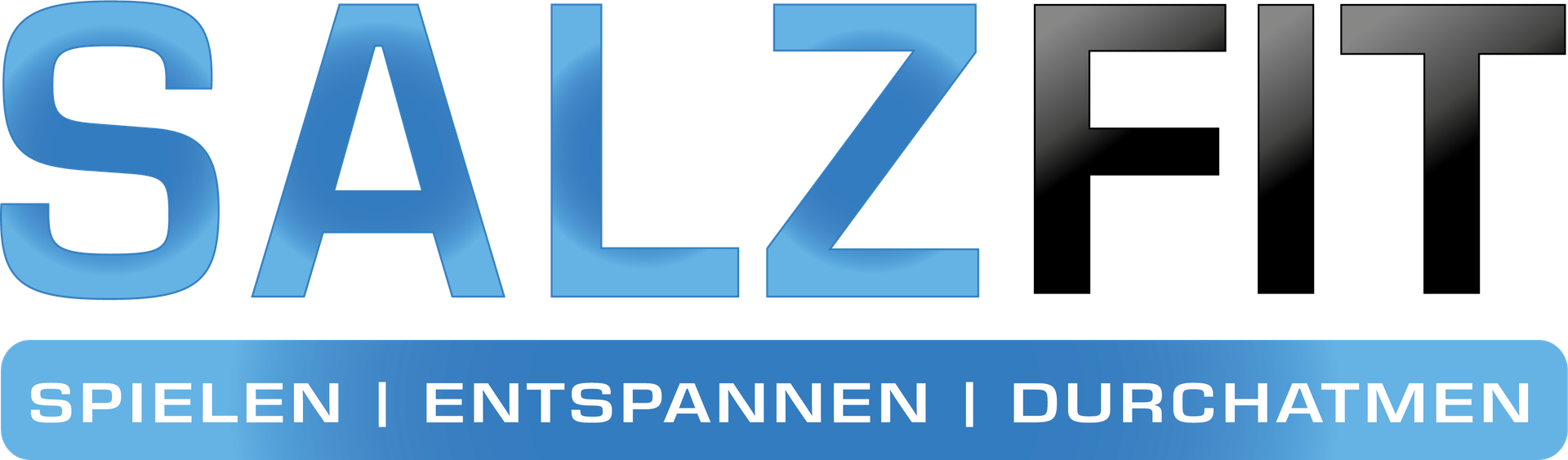 Saltfit Logo mit schriftzug spielen, entspannen und durchatmen